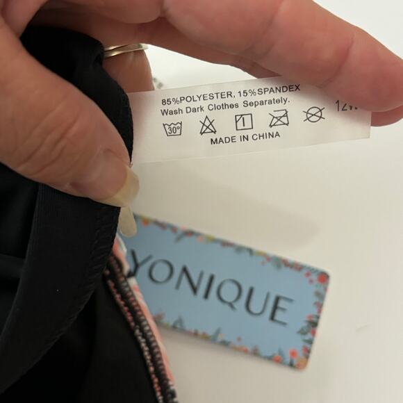 Yonique Black Coral Floral High Waisted Plus Size Bikini Swimwear NWT Size 12W - Picture 11 of 11